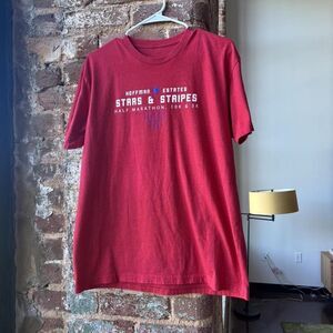 Stars & Stripes Half Marathon Race Tee Red Graphic Shirt Large